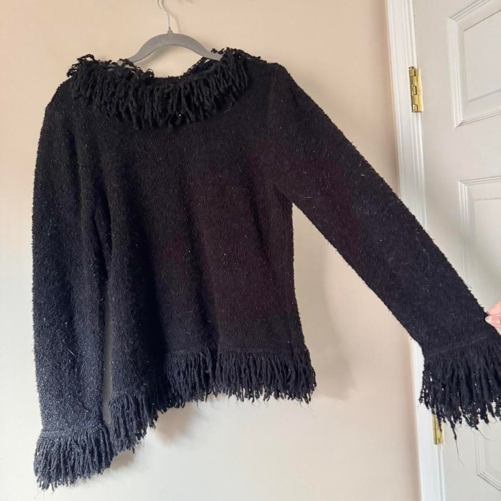 Black Fuzzy Long Sleeve Knit Sweater Penny Lane Y2k Whimsigoth Ruby Rd